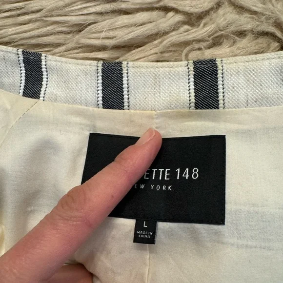 SALE! Lafayette 148 New York Striped Short Sleeve Jacket size Large - Picture 10 of 14